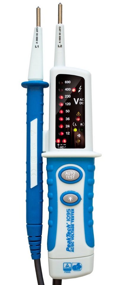 PeakTech Spannungsprüfer PeakTech 1095: Zweipoliger AC/DC-Spannungsprüfer mit LED-Anzeige PeakTech Spannungsprüfer PeakTech 1095: Zweipoliger AC/DC-Spannungsprüfer mit LED-Anzeige von PeakTech