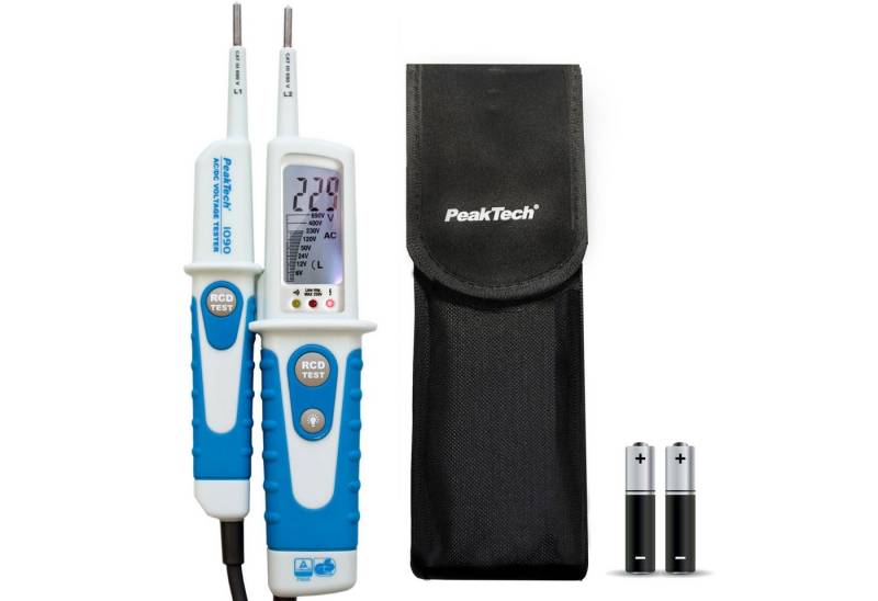 PeakTech Spannungsprüfer PeakTech P 1090: Zweipoliger AC/DC-Spannungsprüfer mit LCD-Anzeige von PeakTech