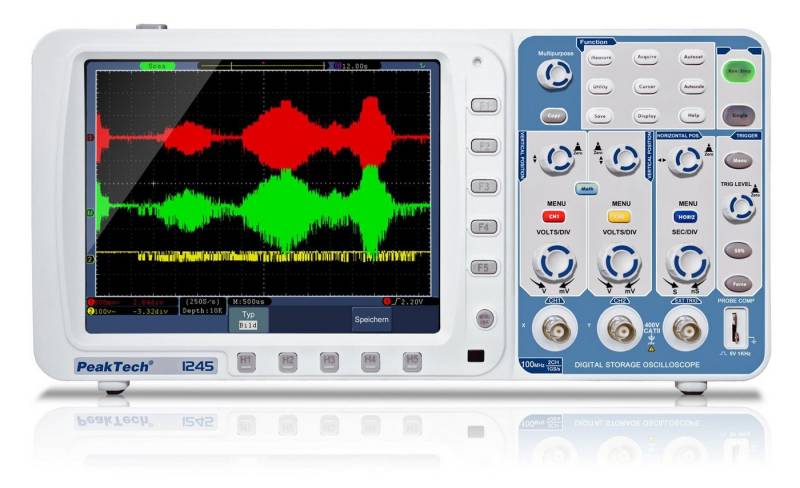 PeakTech Spannungsprüfer PeakTech P 1245: 100 MHz / 2 CH ~ 1 GS/s ~ Digital Speicheroszilloskop von PeakTech