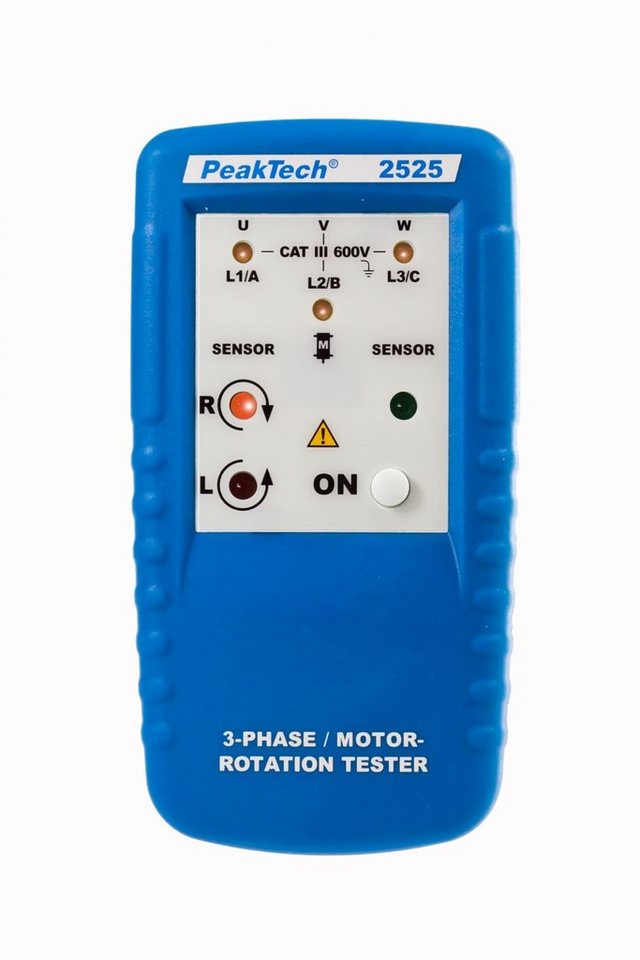 PeakTech Spannungsprüfer PeakTech P 2525: 3-Phasen Drehrichtungsanzeiger mit LED Anzeige, (1 St) von PeakTech