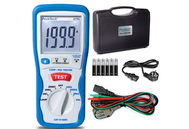 PeakTech Spannungsprüfer PeakTech P 2715: Digitales LOOP/PSC Schleifenstrommessgerät, (1 St) von PeakTech