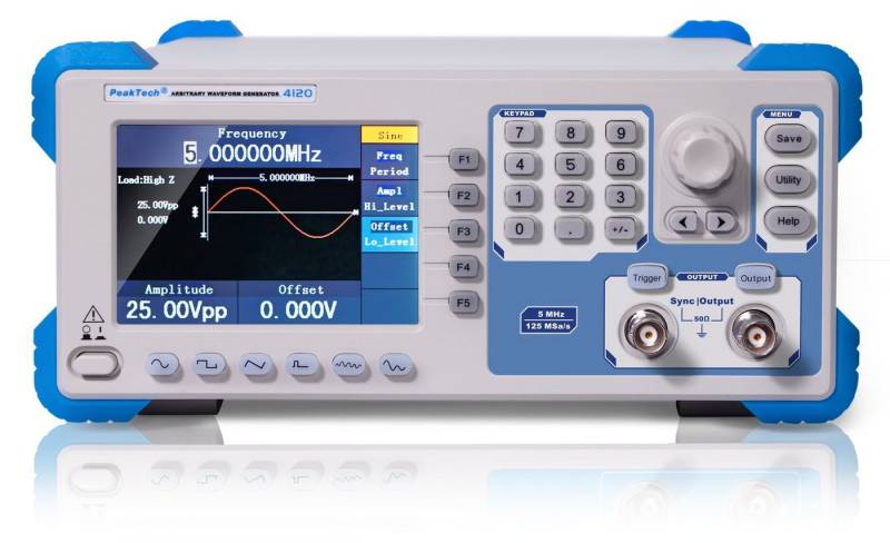 PeakTech Spannungsprüfer PeakTech P 4120: Arbiträr Signalgenerator ~ 1µHz - 5MHz, TFT-Anzeige, (1 St) von PeakTech