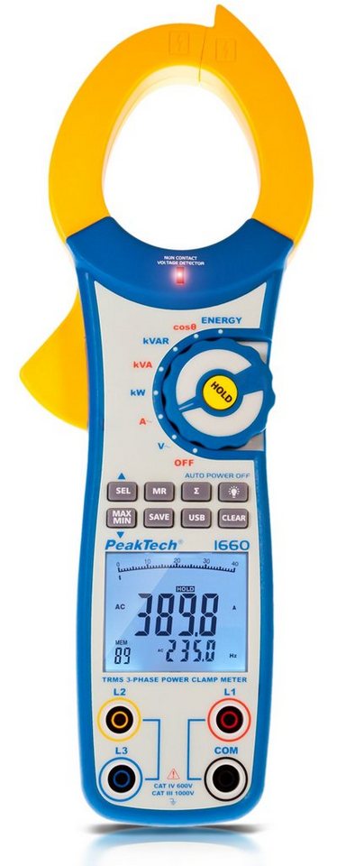 PeakTech Strommessgerät PeakTech 1660: Stromzangenamperemeter ~ 1000 A AC mit True RMS, 1-tlg. von PeakTech