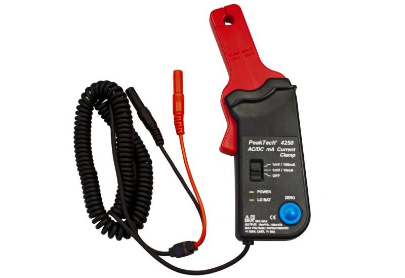 PeakTech Strommessgerät PeakTech P 4250: Stromzangen-Adapter ~ 60 A AC/DC, 4mm Anschlußstecker, 1-tlg. von PeakTech