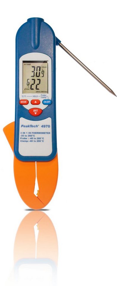 PeakTech Thermodetektor PeakTech 4970: IR-Thermometer -35 bis +260°C ~ Stechfühler, Messzange, 1-tlg. PeakTech Thermodetektor PeakTech 4970: IR-Thermometer -35 bis +260°C ~ Stechfühler, Messzange, 1-tlg. von PeakTech