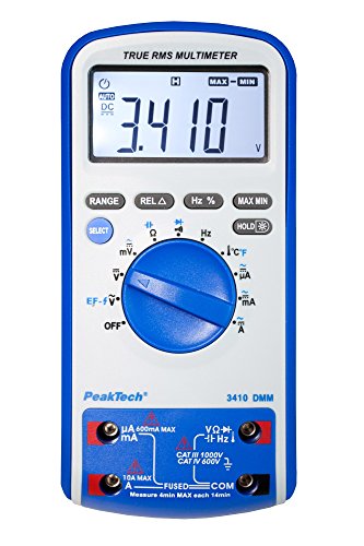 PeakTech P 3410 3410 – TRUE RMS Digital Multimeter 6000 Counts mit Durchgangsprüfer, NCV, Temperatur und Autorange - Cat III 1000V/ CAT IV 600V von PeakTech