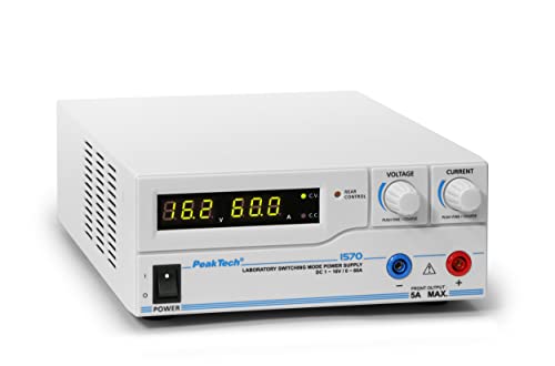 PeakTech 1570 – Labornetzgerät DC 1-16V / 0-60A mit USB, LED-Anzeige, DC-Schaltnetzteile, Stromversorgung, 3 benutzerdefinierte Voreinstellungen für Messwerte, Überlastungsschutz - 200~240 V AC von PeakTech