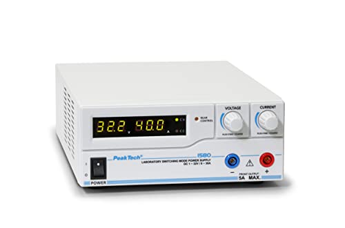 PeakTech 1580 – Labornetzgerät DC 1-32V / 0-30A mit USB, LED-Anzeige, DC-Schaltnetzteile, Stromversorgung, 3 benutzerdefinierte Voreinstellungen für Messwerte, Überlastungsschutz - 200~240 V AC, Weiß von PeakTech
