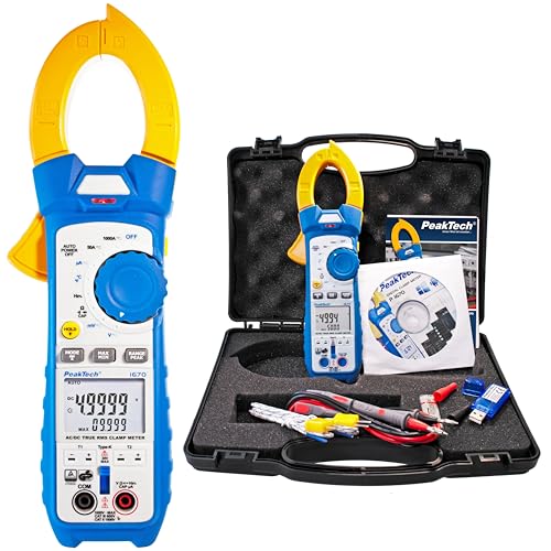 PeakTech P 1670 – True RMS Stromzange mit 50000 Counts – Strommessgerät mit Bluetooth 4.0 & eigener App – Stromzange AC/DC 1000A mit eingebauter LED-Lampe – TÜV/GS zertifiziert – Blau von PeakTech