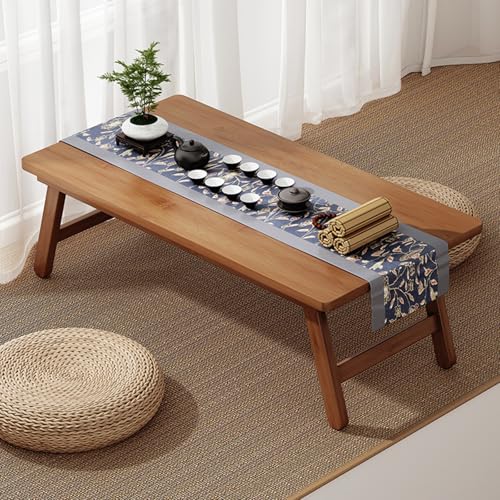 Peakjune Japanischer Klappbarer Bodentisch,Niedriger Bodentisch Klappbar,Tatami Tisch Klappbar,Leicht Zu Verstauen,Dicke Und Stark,FüR Wohnzimmer Teesimmer Balkon Bay Fenster von Peakjune