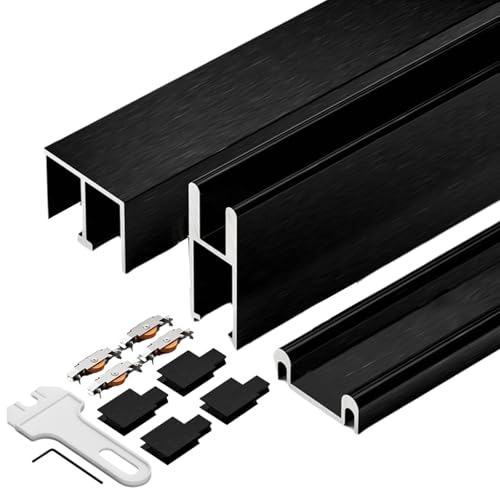 Peakjune SchiebetüRbeschlag,SchiebetüRs Schiene,SchiebetüRs-Hardware-Kit,SchiebetüRsystem Gleitschiene,Aluminiumlegierung Doppelte Schiene TüR Schiebe Moving Track,Reibungsloser Und Betrieb von Peakjune