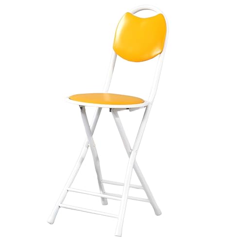 Pealihuy Klappbarer hoher Barhocker mit gepolsterten Sitzen und Rückenlehne, tragbarer 18-Zoll-Küchenstuhl mit Griff, zusammenklappbarer runder Hocker für Erwachsene, Büro, Camping (Gelb) von Pealihuy