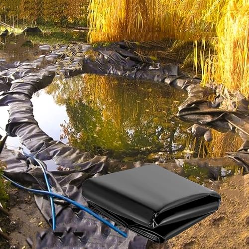 Pealihuy Schwarze Abdeckplane, Schwarze HDPE-Teichfolie for Fischteiche, Wasserfälle, Wasserspiele, Gartenbrunnen(2x3m) von Pealihuy