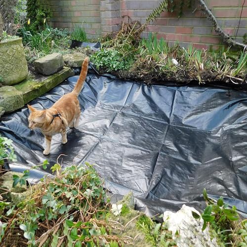 Pealihuy Schwarze HDPE-Teichfolie, Schwarze, strapazierfähige Fischteichfolie, Schutz for Bäche, Brunnen und Wassergärten(3x8m) von Pealihuy