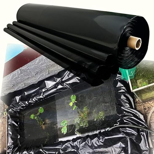 Pealihuy Schwarze HDPE-Teichfolie, UV-beständig, vorgeformt, leicht zu schneiden, Unterlage for Brunnen, Wasserfälle, Koiteiche und Wassergärten(5x5m) von Pealihuy