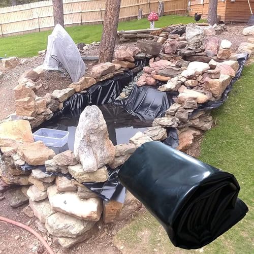 Pealihuy Schwarze Teichfolie for Außenteiche, leicht zu schneiden, durchstoßfest, for Wasserfälle, Fischteiche, Gartenbrunnen(3x6m) von Pealihuy
