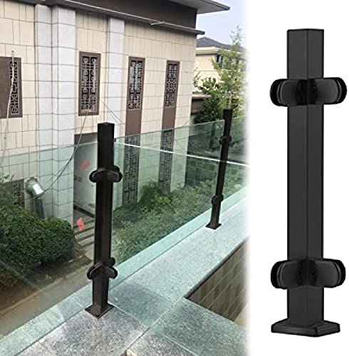 Pealihuy Schwarzer Glasbalustrade-Geländerpfosten Aus Edelstahl, Sicherheits-Handlauf-Verbindungssystem, Innen- Und Außentreppen, Zaunplatten, Säule,Farbe Grau,Höhe: 70 cm von Pealihuy