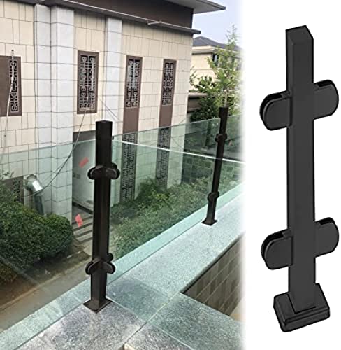 Pealihuy Schwarzer Glasbalustrade-Geländerpfosten Aus Edelstahl, Sicherheits-Handlauf-Verbindungssystem, Innen- Und Außentreppen, Zaunplatten, Säule,Mittlerer Beitrag,Höhe: 70 cm von Pealihuy