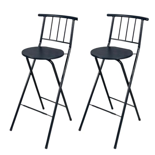 Pealihuy Sitzhöhe 30 Zoll, Thekenhöhe, klappbarer Hochstuhl – Schwarz, Barhocker mit Rückenlehne und Fußstütze – 210 Pfund Kapazität, Faltbarer Stuhl für Kücheninsel, drinnen/draußen (2 Stück) von Pealihuy