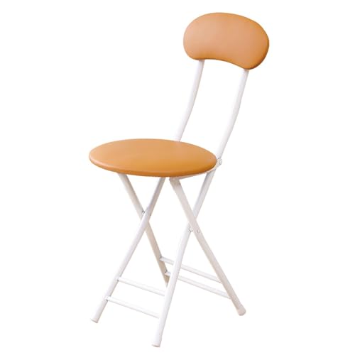 Pealihuy Sitzhöhe 47 cm, Klapphocker mit Rückenlehne, tragbarer, zusammenklappbarer PU-gepolsterter Küchenstuhl, Frühstücks-Camping-Außenhocker (Orange) von Pealihuy
