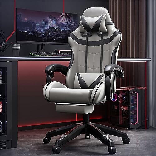 Pealihuy Stuhl für Schlafzimmerschreibtisch, ergonomischer Bürostuhl, Schreibtischstuhl aus PU-Leder mit Kopfstütze und 135°-Neigefunktion, Drehstuhl mit Lendenwirbelstütze für Büro, Gaming, Computer Pealihuy Stuhl für Schlafzimmerschreibtisch, ergonomischer Bürostuhl, Schreibtischstuhl aus PU-Leder mit Kopfstütze und 135°-Neigefunktion, Drehstuhl mit Lendenwirbelstütze für Büro, Gaming, Computer von Pealihuy