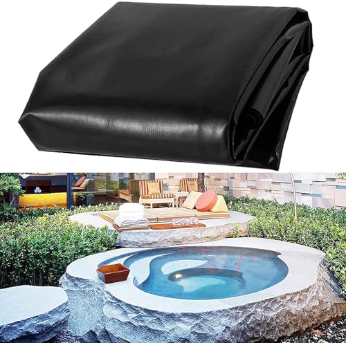 Pealihuy Teichfolie, HDPE, UV-beständig, vorgeformt, leicht zu schneidende Unterlage for Fisch-Koiteiche, Gartenbrunnen, Wasserfall, Schwarz(4x10m) von Pealihuy