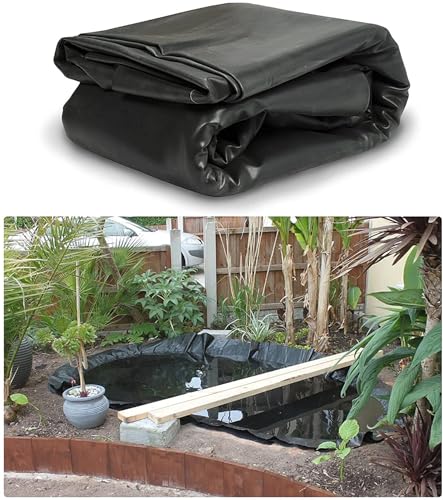 Teichfolien for den Außenbereich, HDPE, leicht zu schneiden, durchstoßfest, Schwarze Unterlage for Fisch-Koiteiche, Gartenbrunnen, Wasserfall(4x5m) von Pealihuy