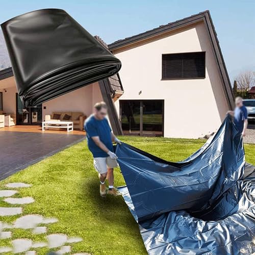 Teichfolien for den Außenbereich, HDPE, leicht zu schneiden, durchstoßfest, for Koiteiche im Garten, Pools, Wasserspiele, Springbrunnen, Wasserfälle und Wassergärten, Schwarz(4x10m) von Pealihuy