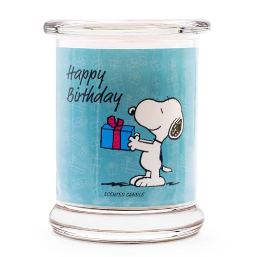 Peanuts Geschenkidee | Duftkerze Happy Birthday | Geschenke für Frauen | Duftkerze Vanille | Deko für Zuhause | Kerze im Glas mit hoher Brenndauer bis zu 50h von Peanuts