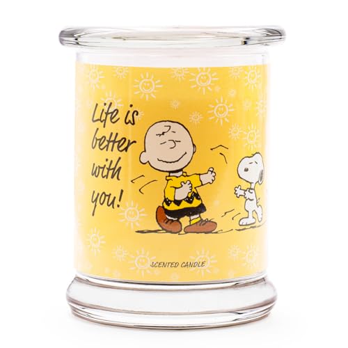 Peanuts Geschenkidee | Duftkerze Life is better with you | Geschenke für Frauen | Duftkerze Fruchtig | Deko für Zuhause | Kerze im Glas mit hoher Brenndauer bis zu 50h von Peanuts