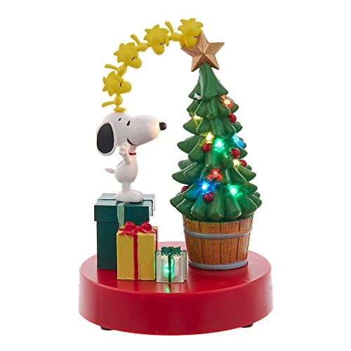 Peanuts Kurt Adler Batteriebetriebenes Snoopy und Woodstock Leucht- und Musikbaum-Tischstück von Peanuts