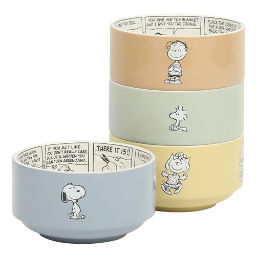 Peanuts Snoopy Bonbon Bites 4-teiliges stapelbares Schüssel-Set aus Steingut, Keramik, 14 cm Peanuts Snoopy Bonbon Bites 4-teiliges stapelbares Schüssel-Set aus Steingut, Keramik, 14 cm von Peanuts