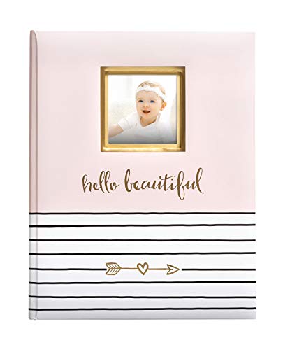 Pearhead Hello Beautiful Baby Memory Book, Milestone Journal, New Mum Gift, Newborn Baby Girl Keepsake, UK English Version, Pink von Pearhead