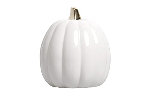 Pearhead Weißer Keramik-Kürbis, Heimdekoration, Moderne Ferienhausdekoration, Trendige Halloween-Dekorationen, weiß, klein von Pearhead