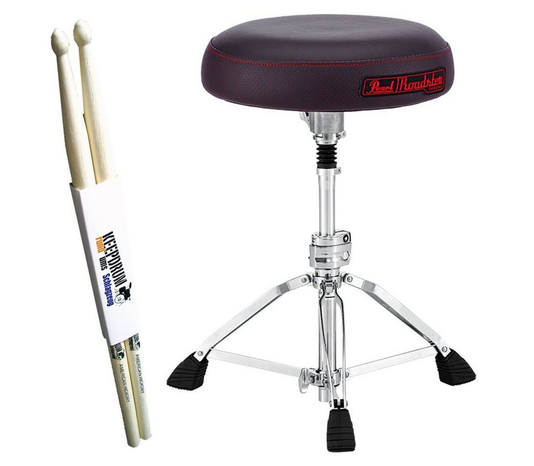 Pearl Drums Schlagzeughocker D-1500SP Roadster Drum Hocker (Mit Drumsticks), Bundle von Pearl Drums