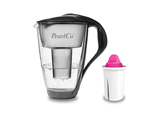 PearlCo Glas-Wasserfilter (anthrazit) mit 1 Magnesium Classic Filterkartusche - Made in EU von PearlCo