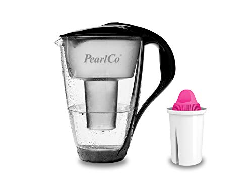 PearlCo Glas-Wasserfilter (schwarz) mit 1 Magnesium Classic Filterkartusche - Made in EU von PearlCo