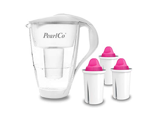 PearlCo 2L Glas-Wasserfilter Krug mit 3 Magnesium Filterkartuschen - gefiltertes Wasser mit Magnesium durch 5-Stufen-Filtration weiß PearlCo 2L Glas-Wasserfilter Krug mit 3 Magnesium Filterkartuschen - gefiltertes Wasser mit Magnesium durch 5-Stufen-Filtration weiß von PearlCo