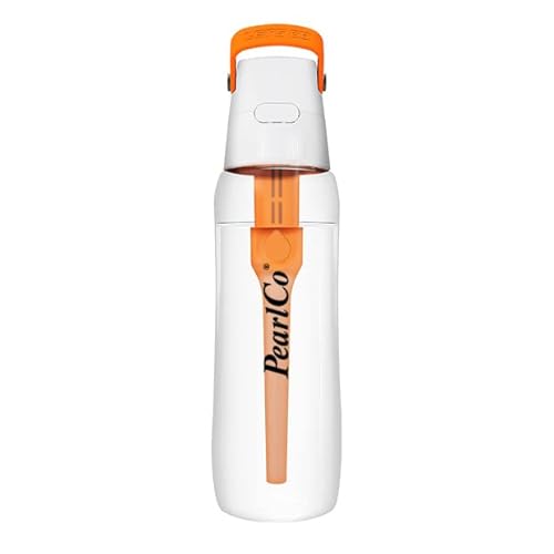 PearlCo SOLID Trinkflasche mit Wasserfilter 0,7 Liter (orange) | Filterflasche BPA-Frei | Schule, Sport, Wasser, Kinder, Unterwegs von PearlCo