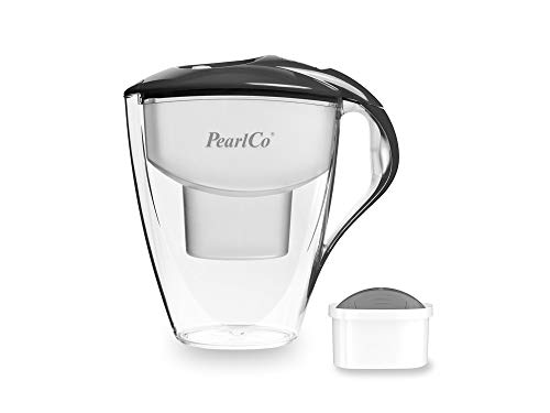 PearlCo Wasserfilter Astra (anthrazit) - mit 1 Protect+ unimax Filterkartusche (für hartes Wasser) - passt zu Brita Maxtra von PearlCo