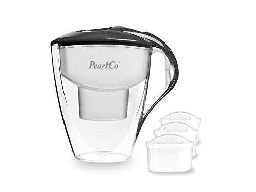 PearlCo Wasserfilter Astra (anthrazit) - mit 3 unimax Filterkartuschen - passend zu Brita Maxtra von PearlCo