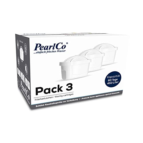 PearlCo unimax+ Wasserfilter-Kartuschen, kompatibel mit Brita Maxtra+, Maxtra Style Marella Cool Mavea Pack3 von PearlCo