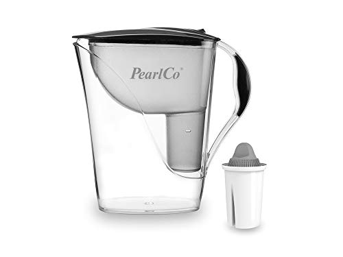 PearlCo - Wasserfilter Fashion (anthrazit) mit 1 Protect+ classic Filterkartusche (für sehr hartes Wasser) - passt zu Brita Classic von PearlCo