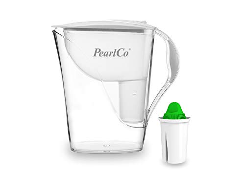 PearlCo - Wasserfilter Fashion (weiß) mit 1 Alkaline classic Filterkartusche (für basisches Wasser) - passt zu Brita Classic von PearlCo