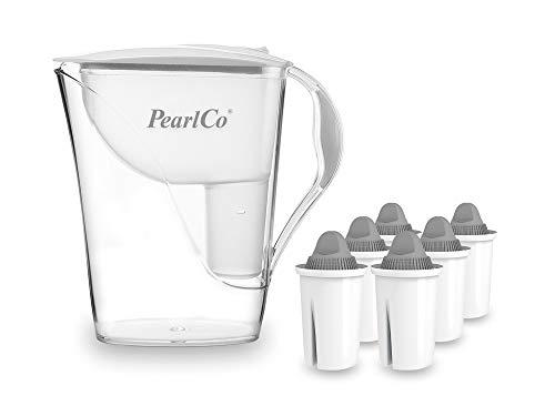 PearlCo - Wasserfilter Fashion (weiß) mit 6 Protect+ classic Filterkartuschen (für sehr hartes Wasser) - passt zu Brita Classic von PearlCo