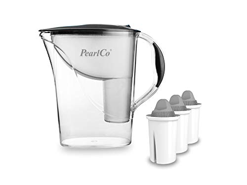 PearlCo - Wasserfilter Standard (anthrazit) mit 3 Protect+ classic Filterkartuschen (f. hartes Wasser) - passt zu Brita Classic von PearlCo