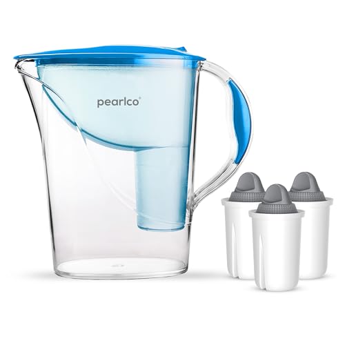 PearlCo - Wasserfilter Standard (blau) mit 3 Protect+ classic Filterkartuschen (f. hartes Wasser) - passt zu Brita Classic von PearlCo