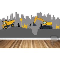 Baustellen Wandtatz/Jungen Wandbild Bagger Maschinen Wandbild Baustellen Wandtatz/Jungen Wandbild Bagger Maschinen Wandbild von PearlWalls