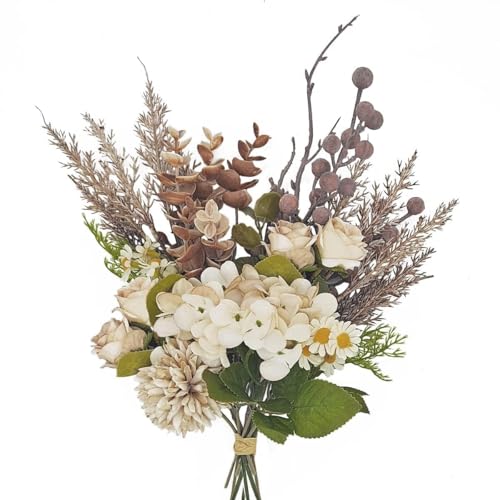 Peauley 30cm kleine Kunstseidenblumen Herbststrauß Faux Tischdekoration mit Rosen, Löwenzahn, Hortensien, Gänseblümchen und Stechpalmenbeeren - Künstliche Blumenarrangements für Wohnaccessoires. Peauley 30cm kleine Kunstseidenblumen Herbststrauß Faux Tischdekoration mit Rosen, Löwenzahn, Hortensien, Gänseblümchen und Stechpalmenbeeren - Künstliche Blumenarrangements für Wohnaccessoires. von Peauley