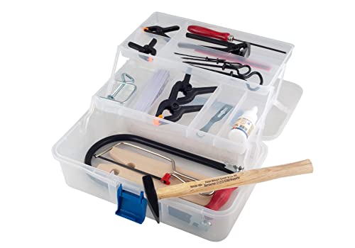 Pebaro 650 Laubsäge-Set in Kunststoffbox, 35 Teile, praktischer Koffer, ausklappbare Fächer, komplettes Set mit Laubsägebogen made in Germany, Basteln mit Holz, Bastelset, Geschenkidee für Kinder von Pebaro